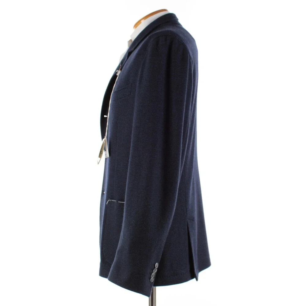 Fedeli NWT Cotton / Cashmere Blend Sport Coat Size 56 (46 US) In Blue Plaid
